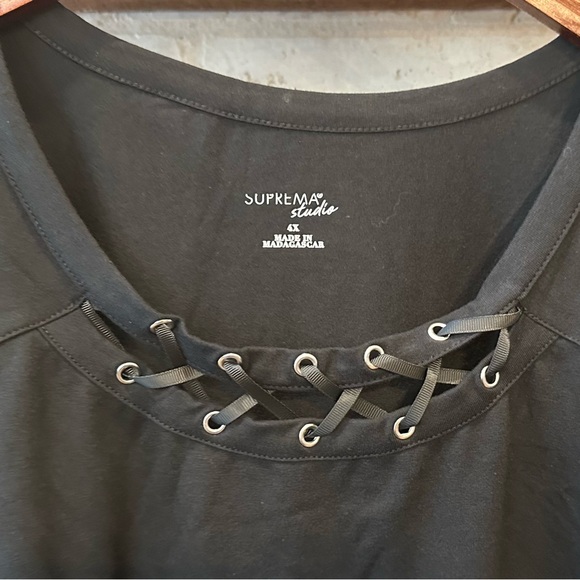 NWT Catherines Suprema® Studio Grommet Stud Top - Black - Size 4X - Picture 4 of 9